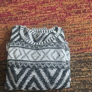 Lucky Brand Black and White Geometric Sweater